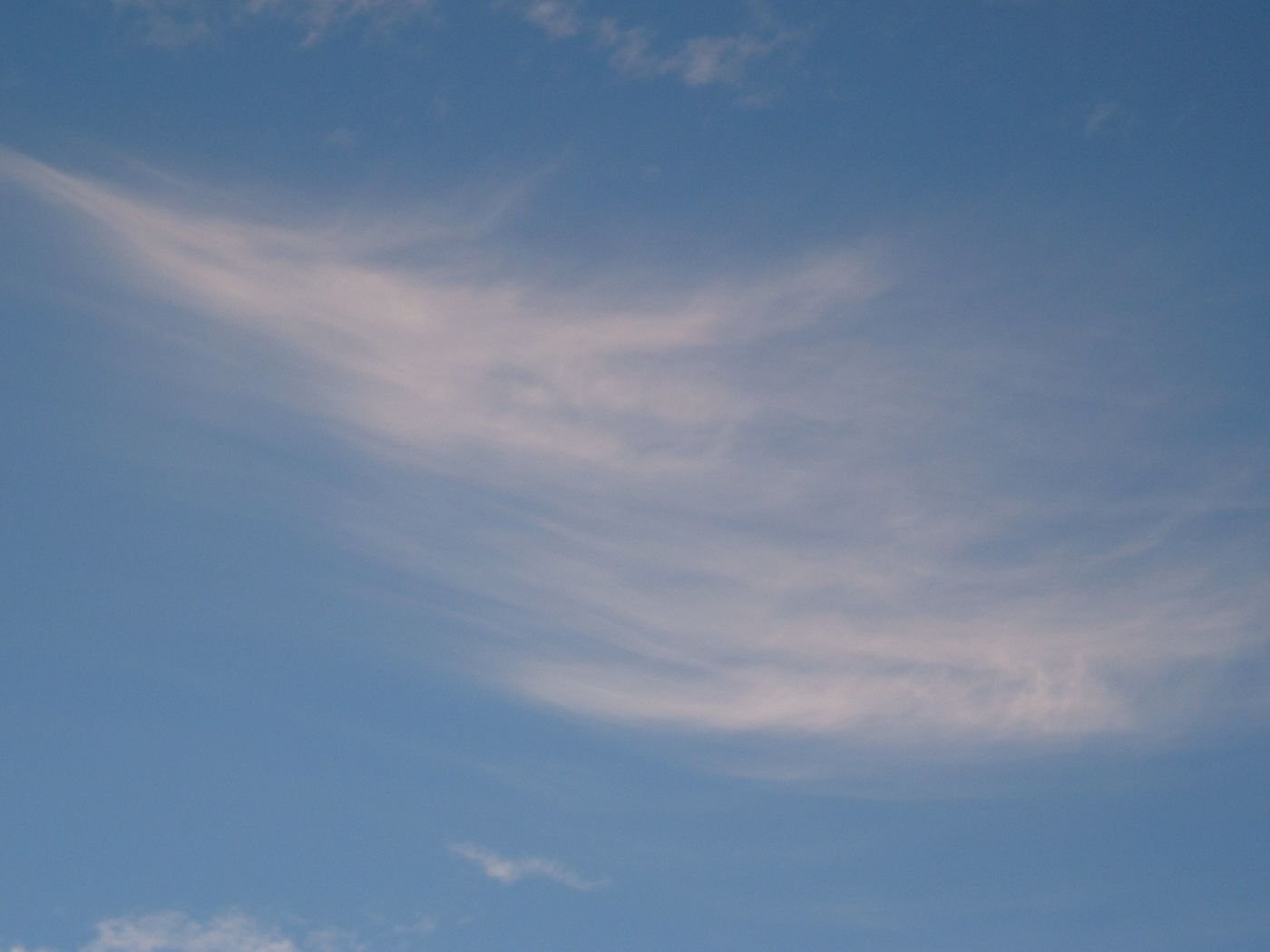 Nuvens Cirrus finas e fibrosas em um céu azul.